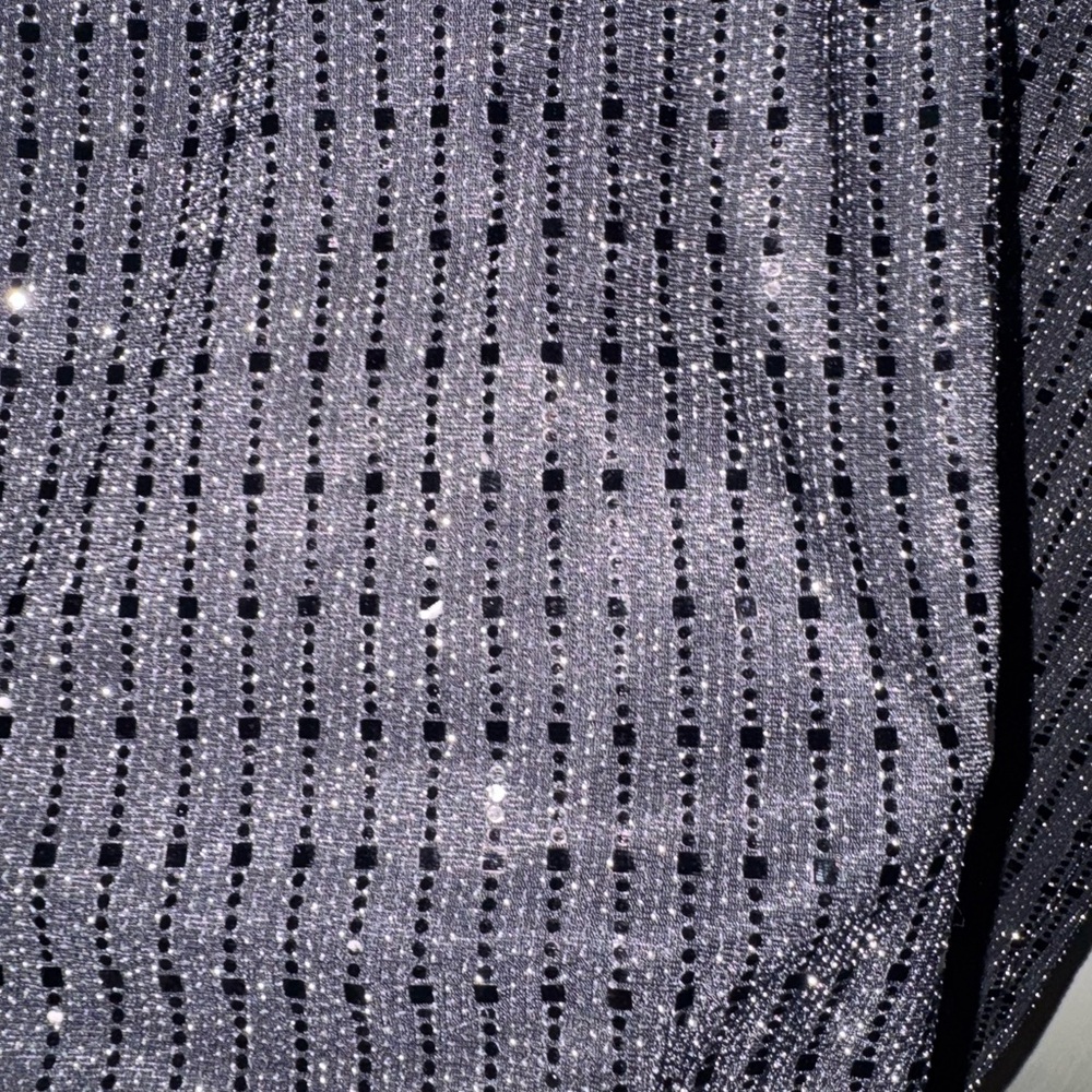 Calvin Klein Black Sequin V-Neck Long Sleeve Dress - Picture 7 of 11